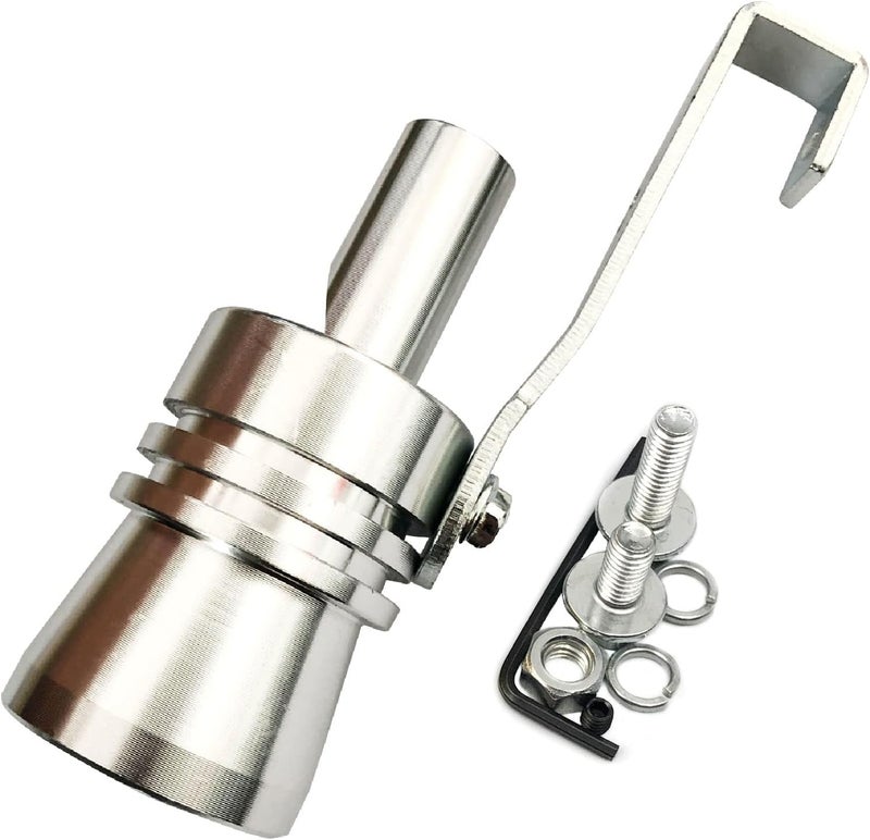 DEVMO 2 قطع حجم XL صفائح الألمنيوم سبائك صوت العادم الشامل صفارة سيارة صاخبة لون فضي - Image 4